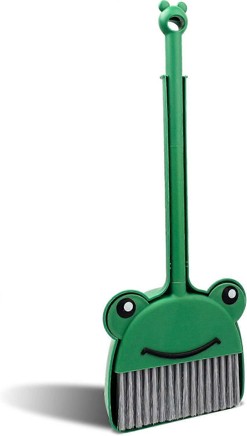 Small Broom and Dustpan for Kids, Mini Cleaning Set - Frog