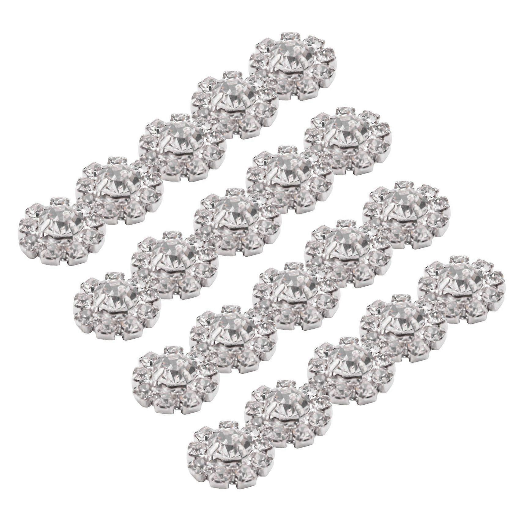 Crystal Rhinestone Button Flat Back Decoration DIY 15mm 20 Pcs Clear