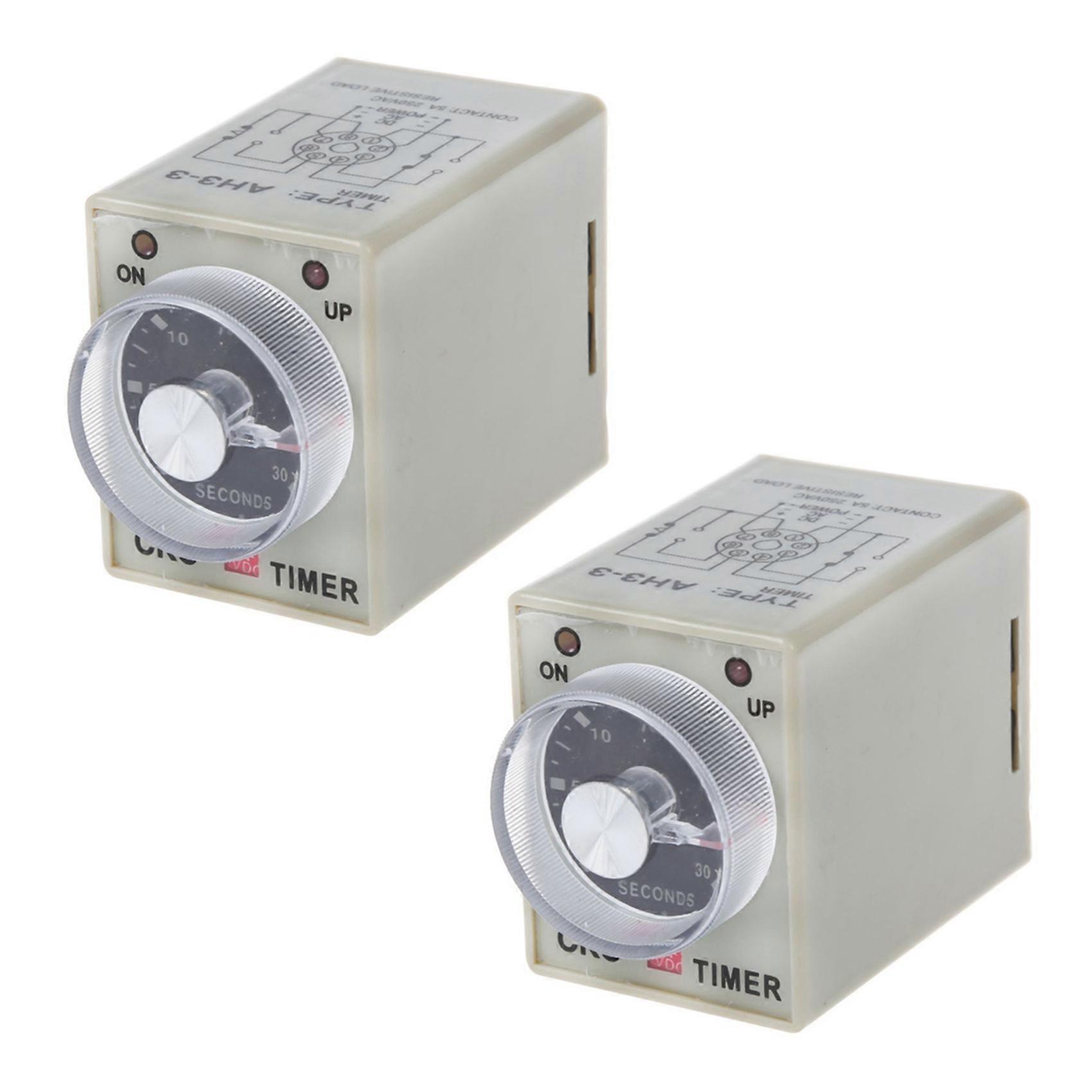 2X DC 12V 0-30 Seconds 30S Electric Delay Timer Timing Relay DPDT 8P W Base