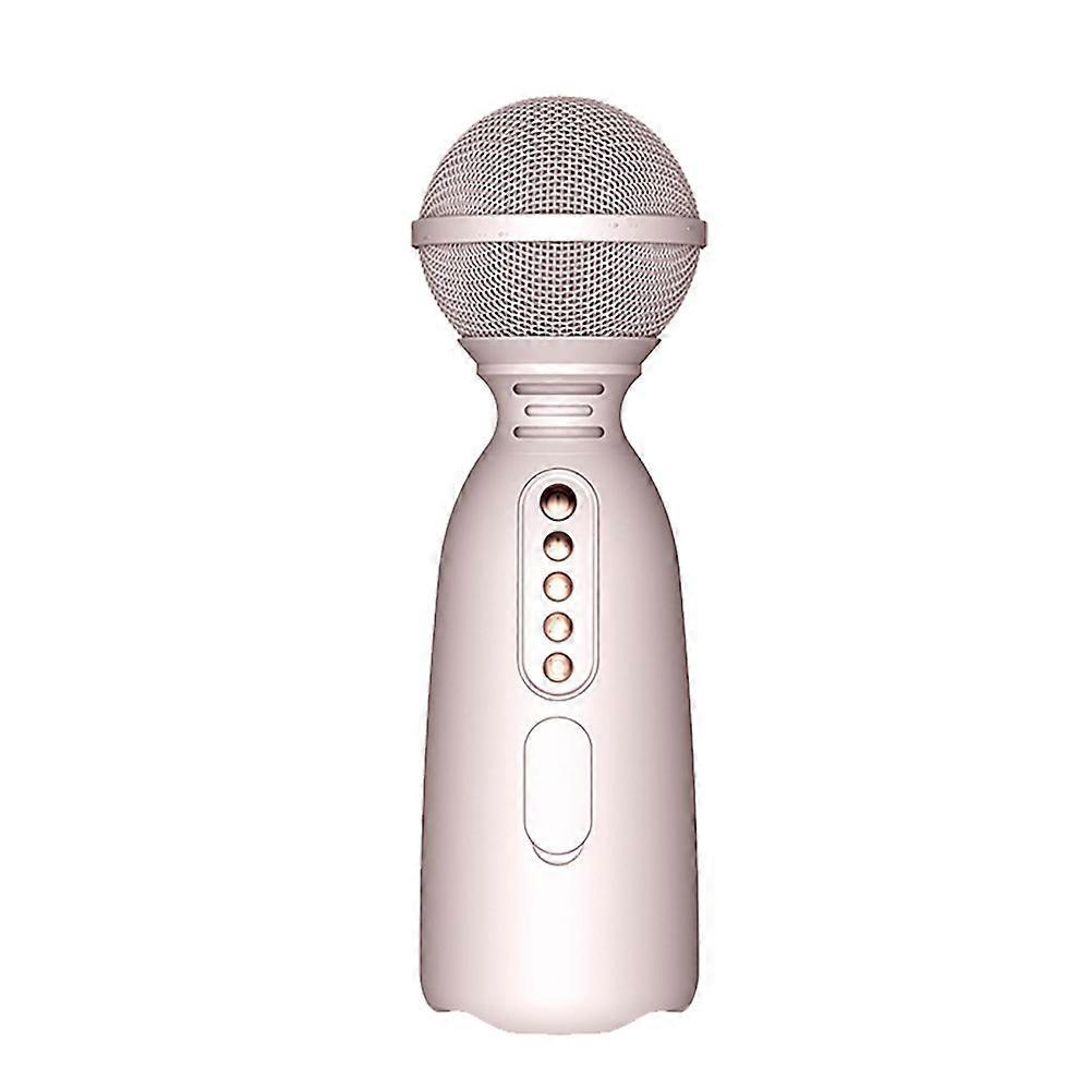 Bluetooth Karaoke Microphone Child Hand Held Microphone Speaker Microphone Integrated for Mobile Phone Karaoke Pink