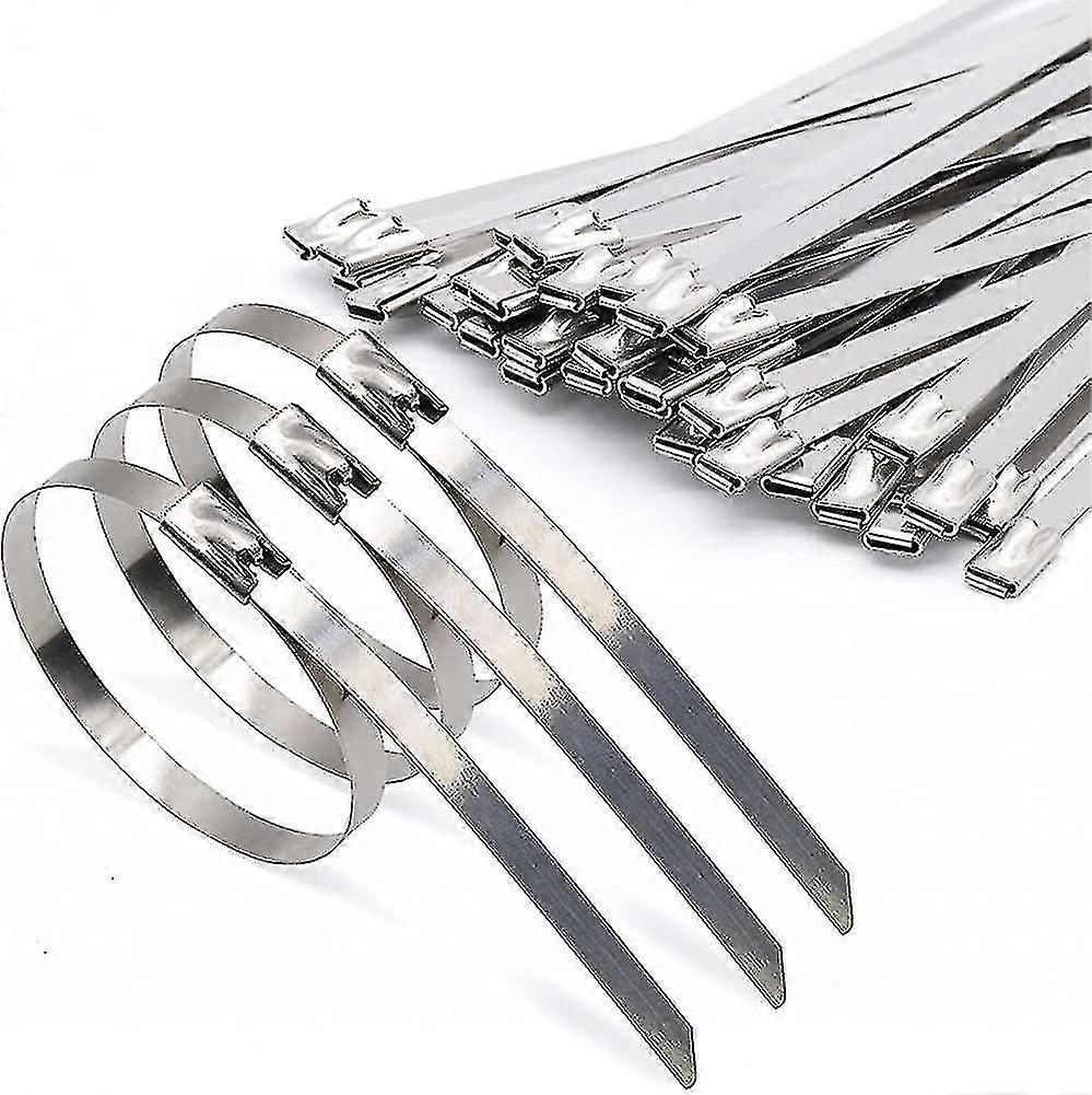 100 Pieces Cable Ties 300mm, Metal Cable Ties, Stainless Steel Cable Ties, Metal