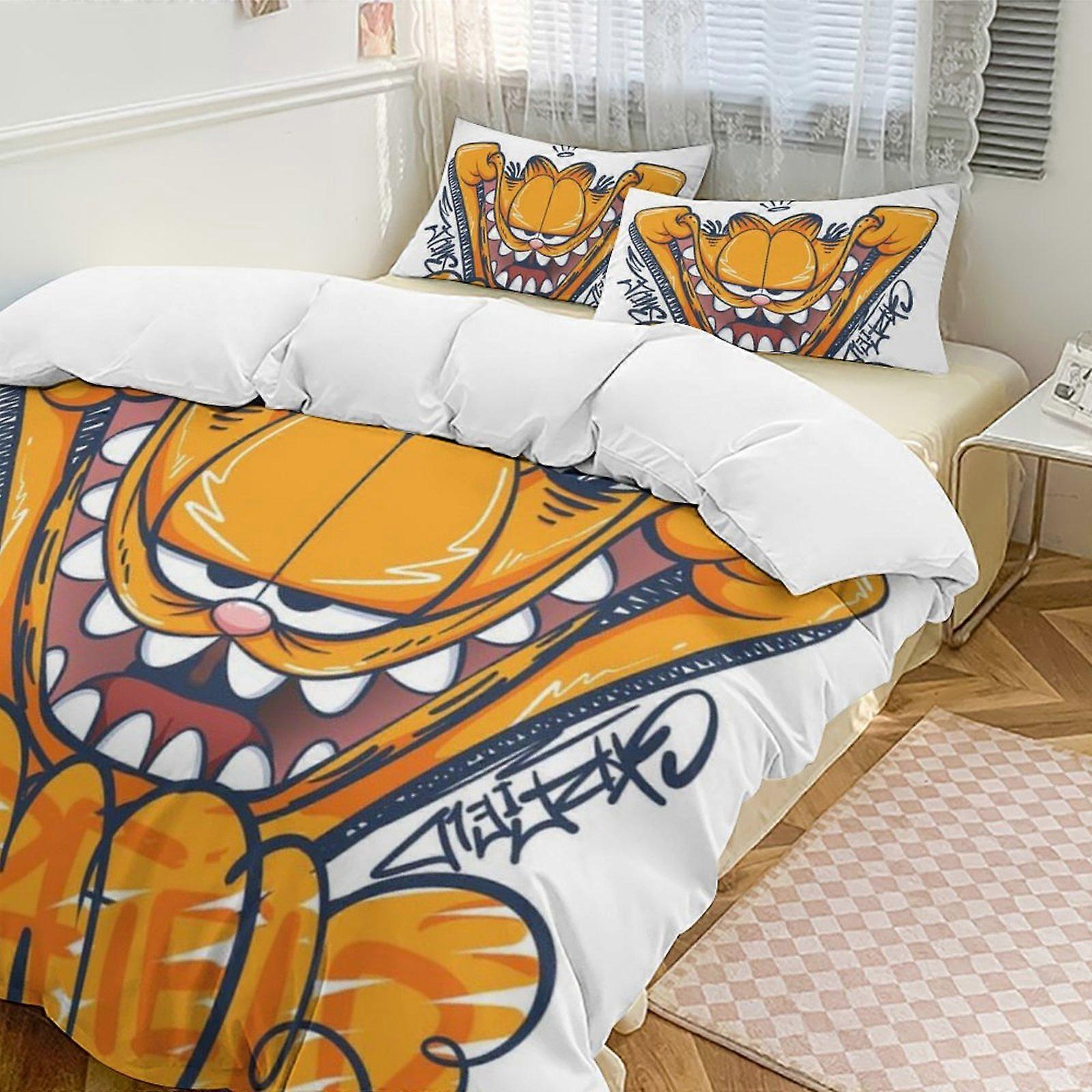 a2725 Lençóis O Conjunto de Cama Garfield Conjunto de Capa de Edredão Tema dos Desenhos Animados Lençóis de Quarto Infantil iip2725