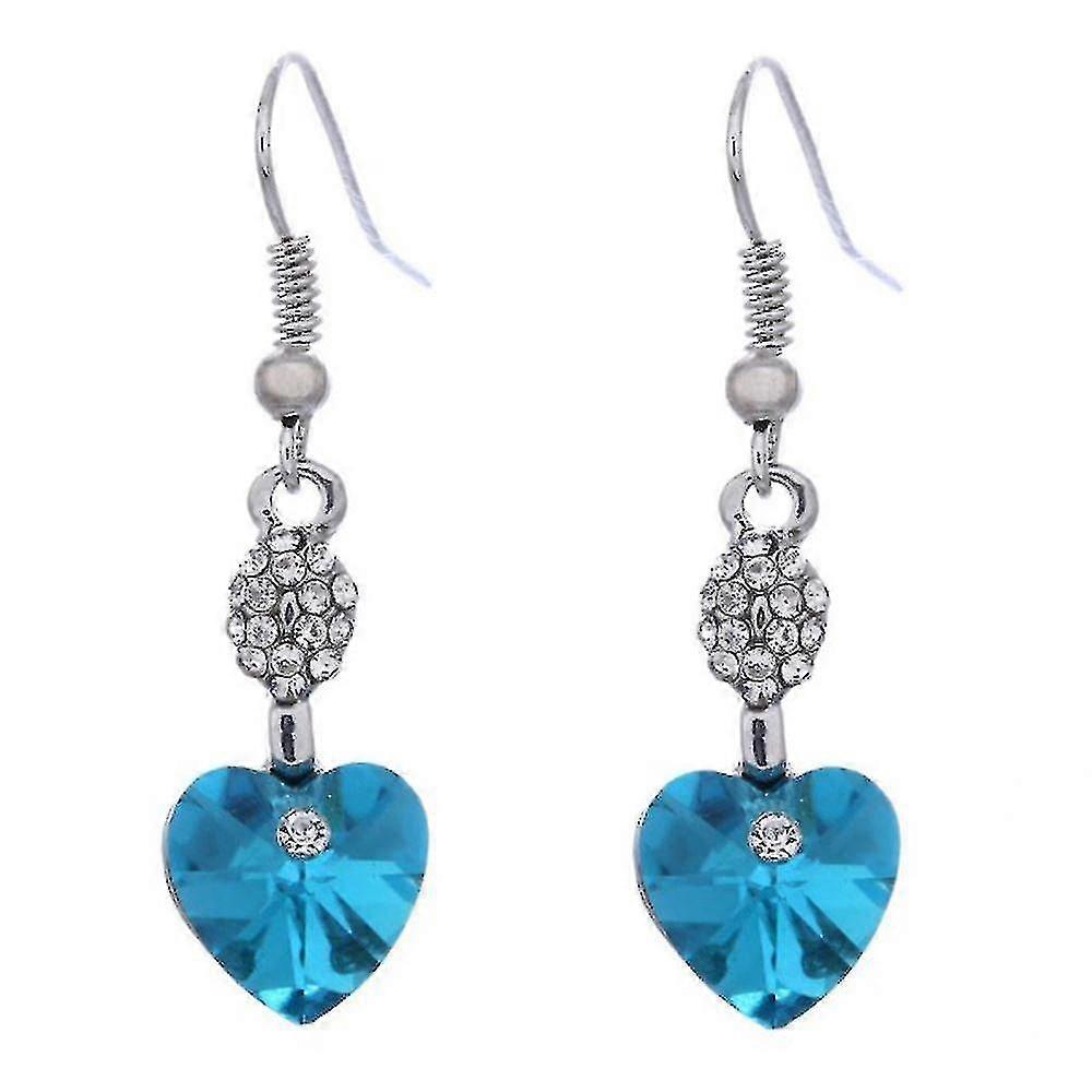 Heart Shaped Dangle Blue Earrings