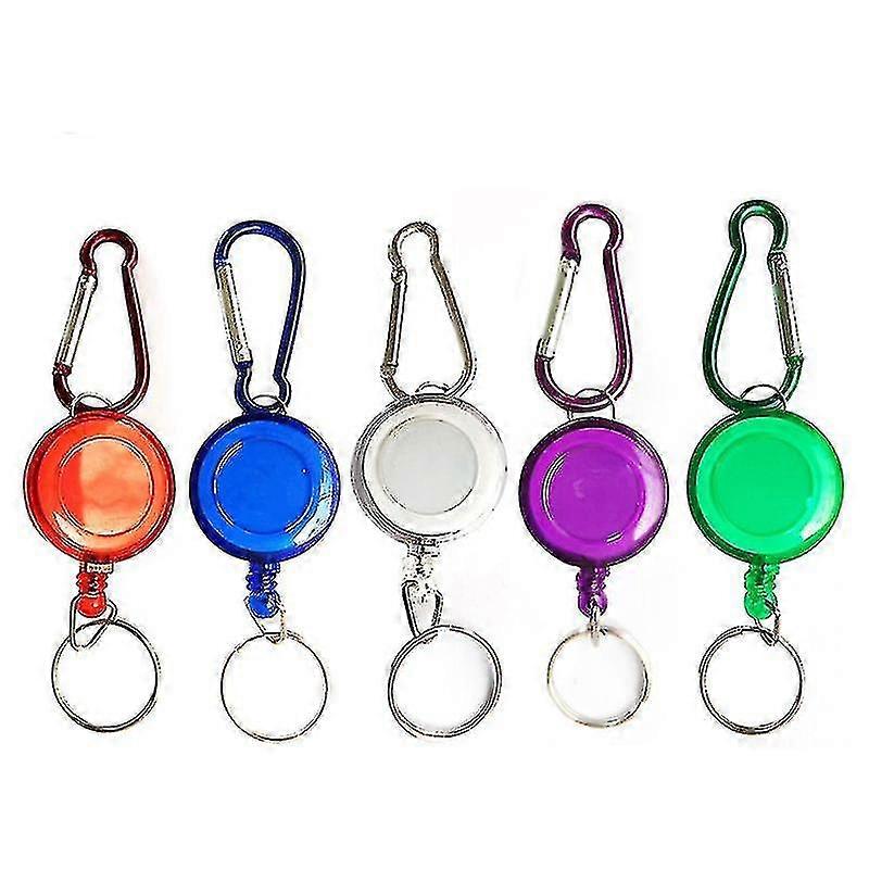 Retractable Key Chain Badge Reel Ski Pass Holder (10pcs, Color Random Delivery)