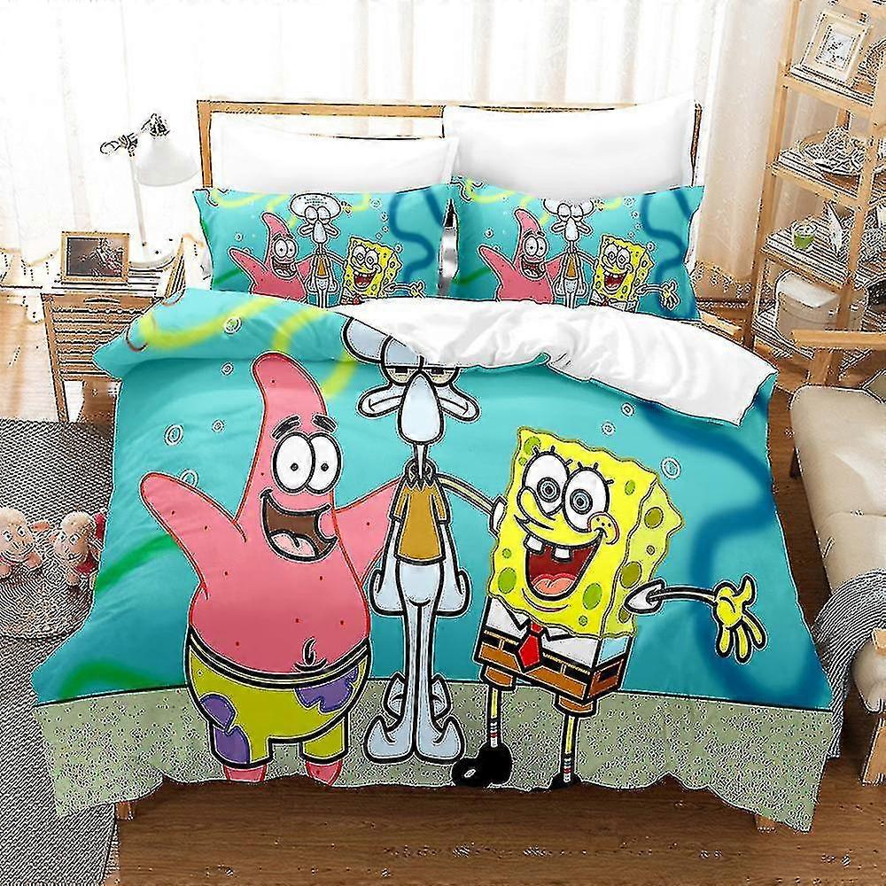 Spon5 Spongebob Kanciastoporty 3d Drukowany Zestaw pościeli noworocznej Poszwa na kołdrę Poszewka na kołdrę Poszewka na poduszkę Prezent dla dzieci - doskonały
