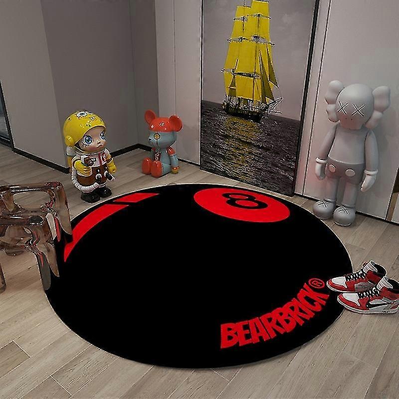Simple Black Eight Round Carpet Bedroom Bearbrick Billiards Round Black 8 Pool Table Mat Dirt Resistant Carpet Floor