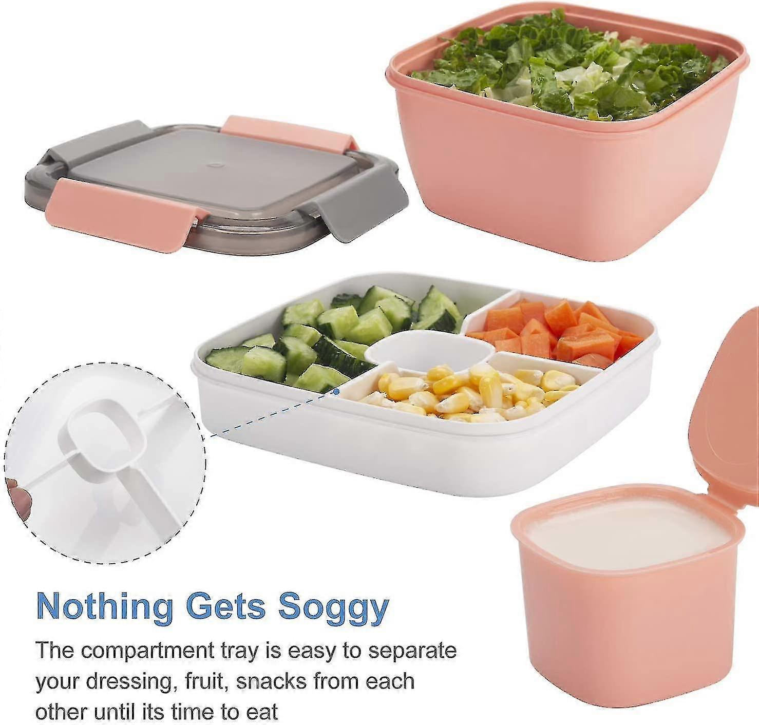 Salad Lunch Containers, Salad bowls avec 3 compartiments