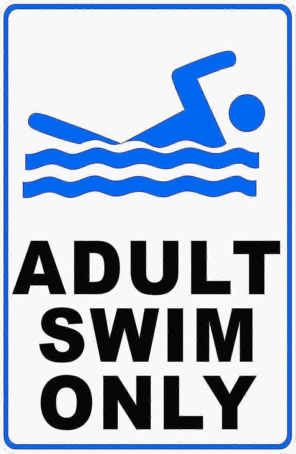 Placa Adult Swim Only. 8x12 polegadas OU 12x16 polegadas de metal. Placa de Área de Piscina para Adultos Modo de Natação 2737