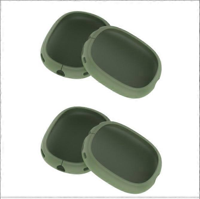 2pieces  Protective Sleeve Case Cover Compatible for Silicone Full Coverage AirPod Max Headset Silicone Full Coverage Shockproof Casegreen
