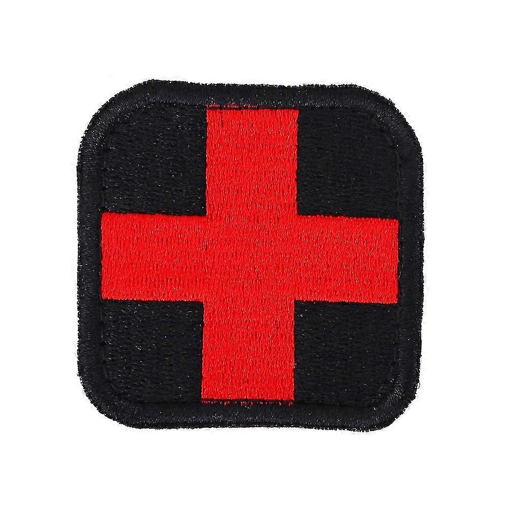 Patch bordado com cruz médica, aplique de bordado com gancho e laço, emblema em bolsa de roupas e chapéu