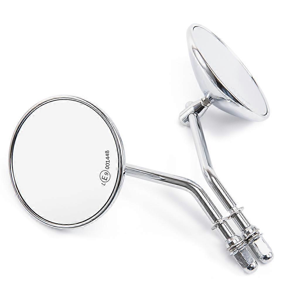 Motorcycle Rear View Mirrors - 2-Piece 10mm Round Silver Side Mirrors Set
