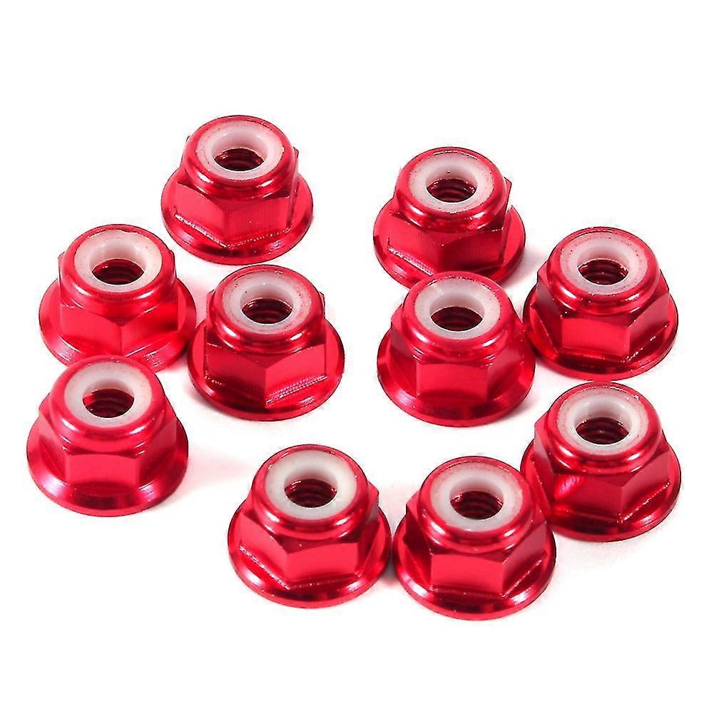 10pcs M4 Nylon Insert Selflock Aluminum Nuts Hex Lock Nut Dark Red