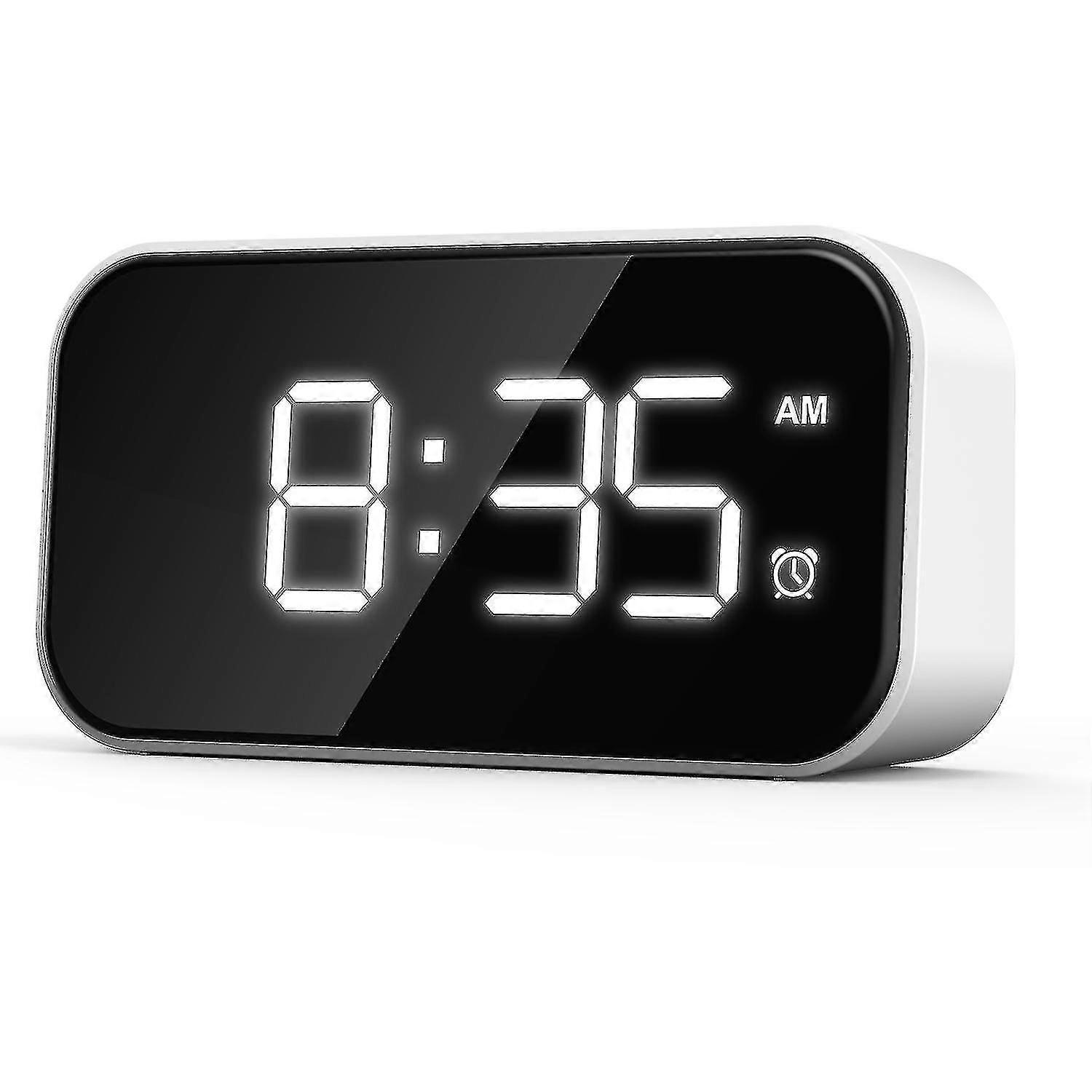 Digital Alarm Clock For Bedrooms, Bedside Clock With 6 Levels Of Brightness, Snooze, (White Appeara)