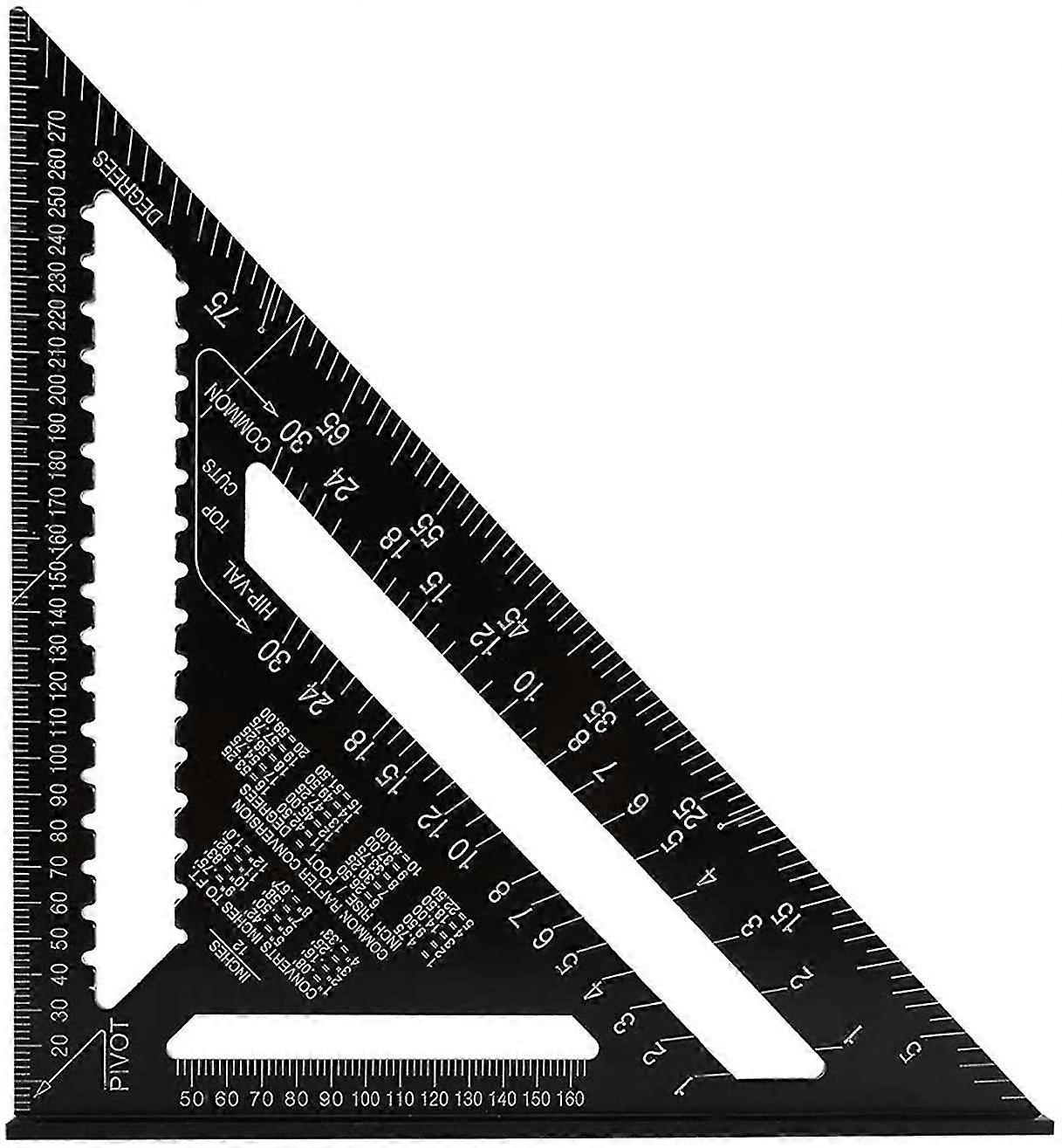 7 Inch Imperial Triangle Protractor - Aluminum Alloy Triangle Ruler Try Square - Professional Measuring Tool For Carpenter, Roofer, Engineer