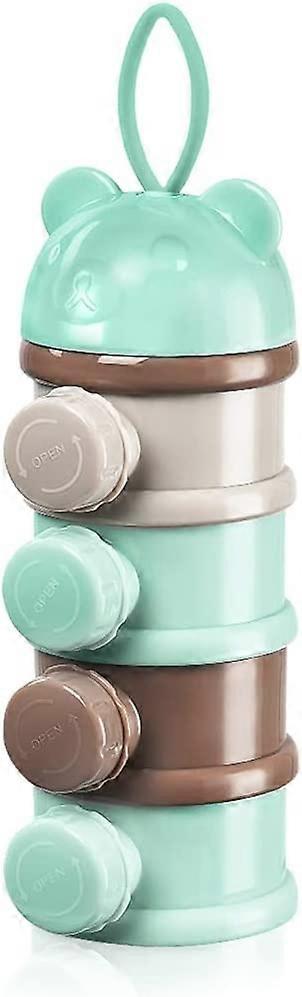Milk DoserBlue,Baby Doser Portable Powder Dispenser With 4 Compartments And Spout Stackable Boxes Suitable For Snacks,Milk Powder,Snacks