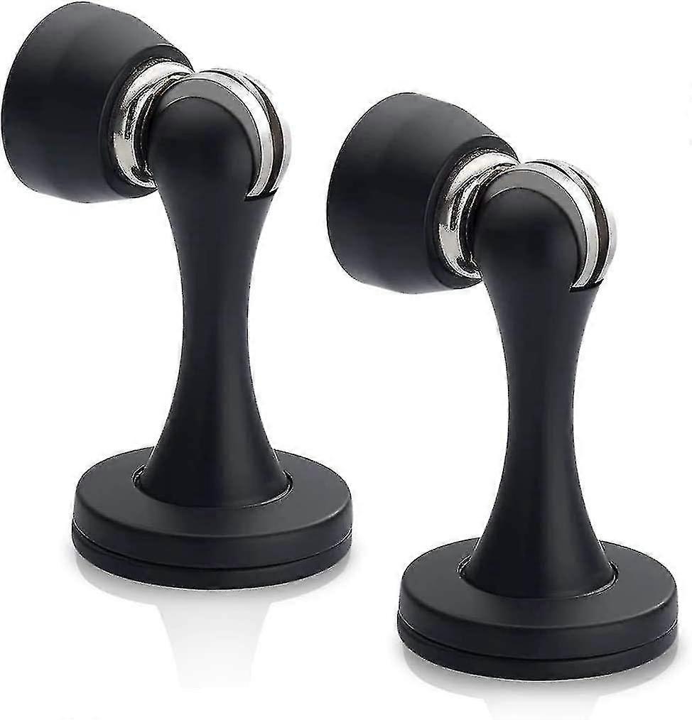 Dörrproppar, Magnetisk dörrstopp Svart Satinless Stål, 2 pack