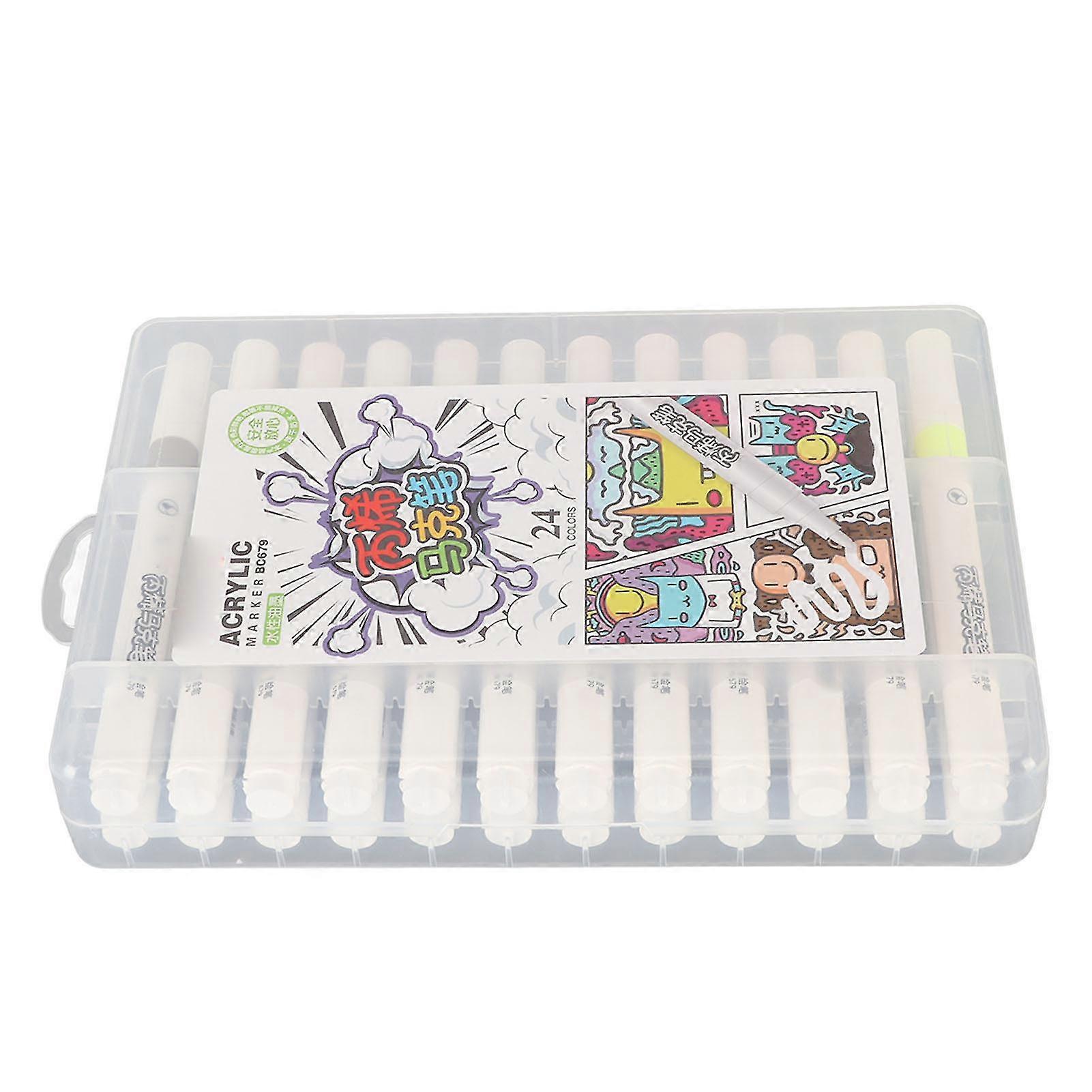 24 Colors Dual Tip Acrylic Paint Pens Waterproof and Quick Drying Markers for Writing, Fabric, and More