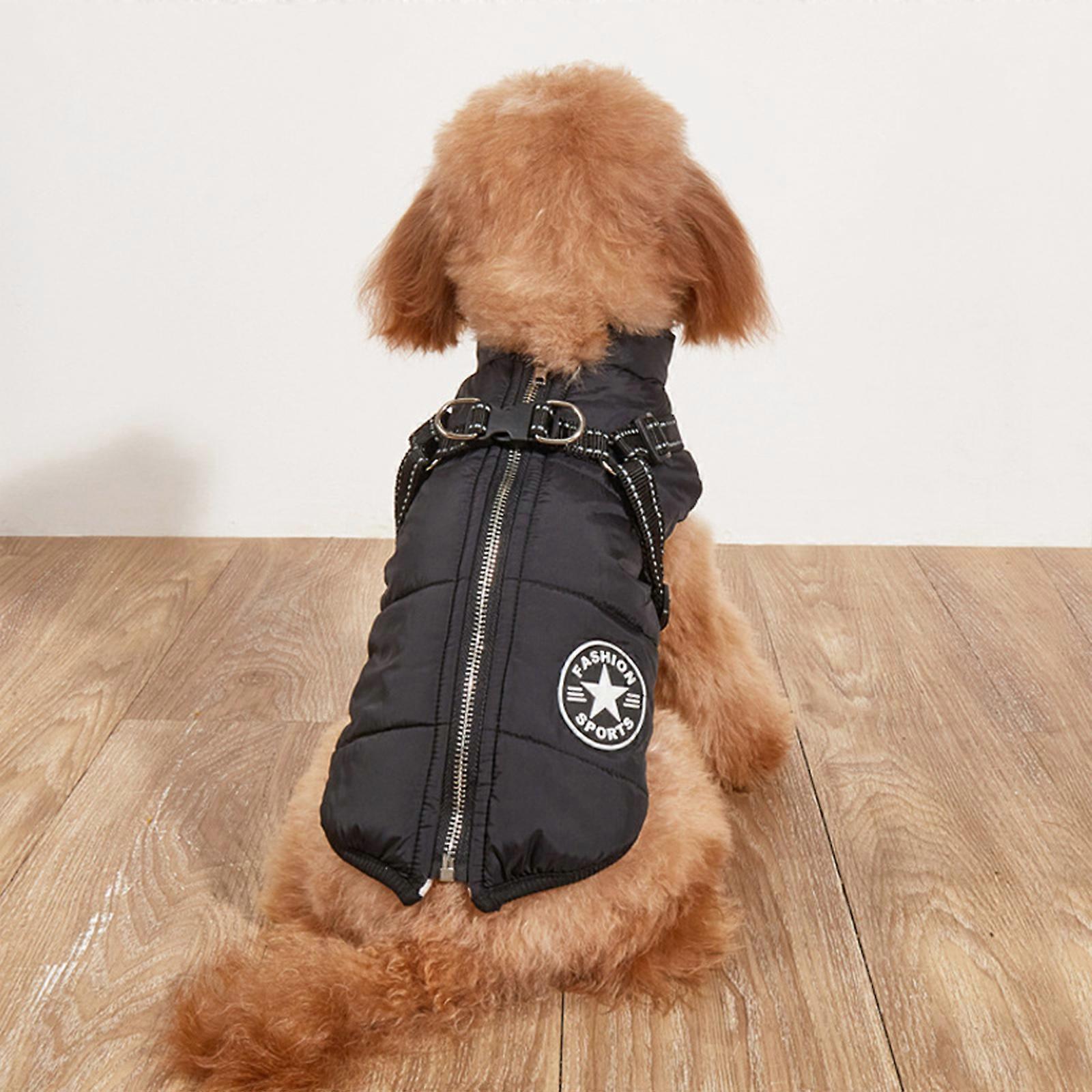 Dog Jacket for Small Medium Dogs, Dog Winter Coat Fleece Lined with Harness Cozy Warm, Reflective Dog Winter Clothes Outdoor Hiking