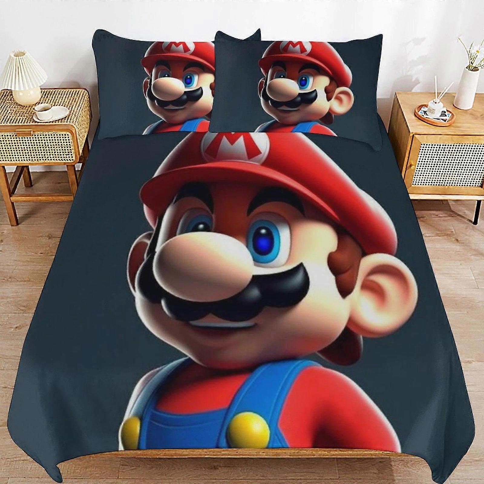 Bedding set JP148 Super Mario 3-Piece Comforter,Super Mario Bedding Set, Soft Microfiber Duvet Cover Set with Zipper Closure TH148