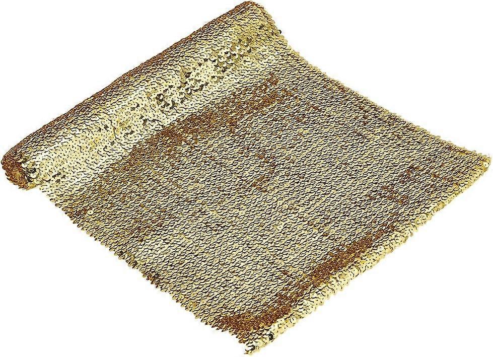 1.1 Yard Golden Elastic Sequin Fabric 13.4" Wide Ployester & PET Glitter Sequin Fabric Metallic Stretch Bling Paillette Fabric Shiny Sequence Fabric f