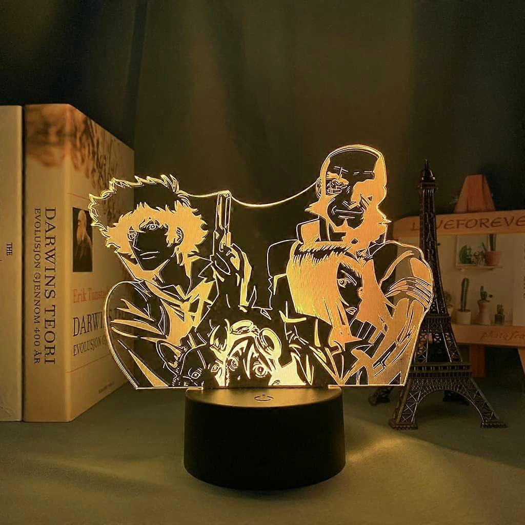 3D مصباح أنيمي رعاة البقر بيبوب سبايك شبيجل LED ضوء الليل لغرفة طفل ديكو هدية عيد ميلاد مانغا رعاة البقر بيبوب مصباح سبايك شبيجل (اللون: B)