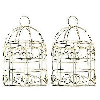 2pcs Retro Golden Bird Cage Iron Art Hollow-out Bird Cage Bird Foraging Basket