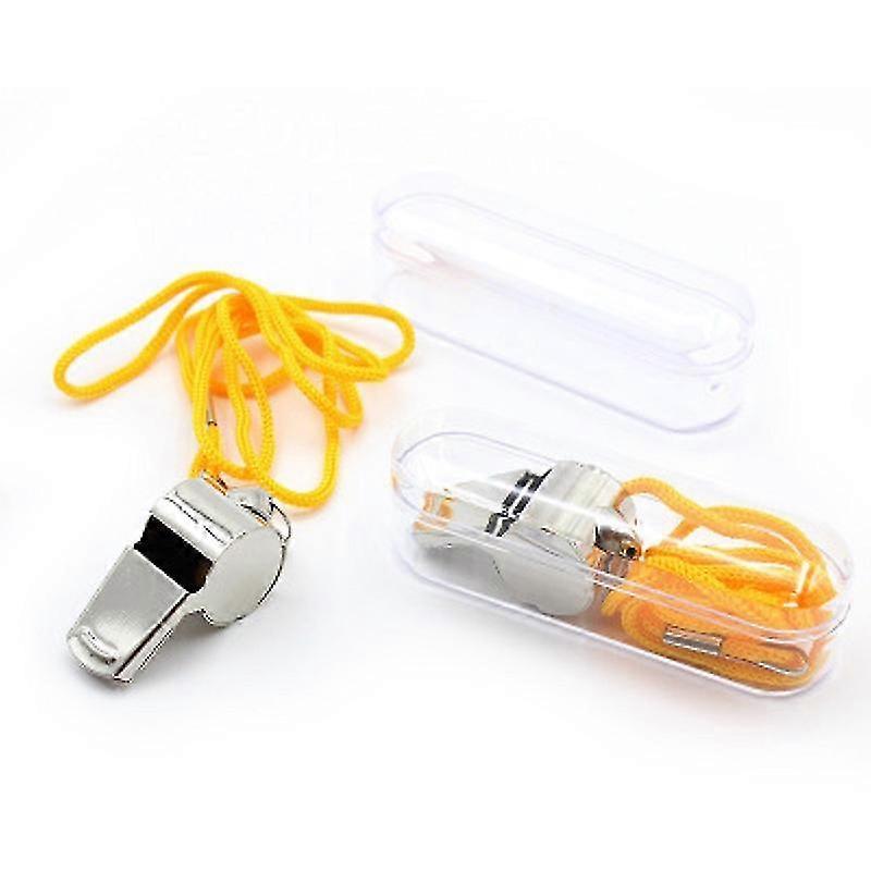 2 pacotes de esportes de aço inoxidável assobios com cordão, apitos de som alto e nítido ótimos para treinadores, árbitros e funcionários
