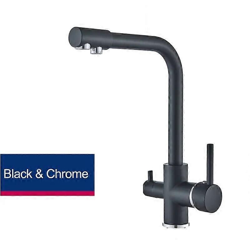 ORB White Black Kitchen Sink Faucet Purified Water Rotation Hot Cold Mixer Dual Handle Tap Deck Mount