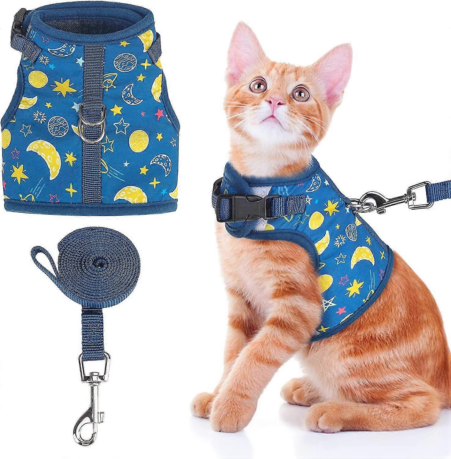 Cat strap with anti stripping leather, mesh cat walking dog strap lead, adjustable for small cats, puppies, and animals