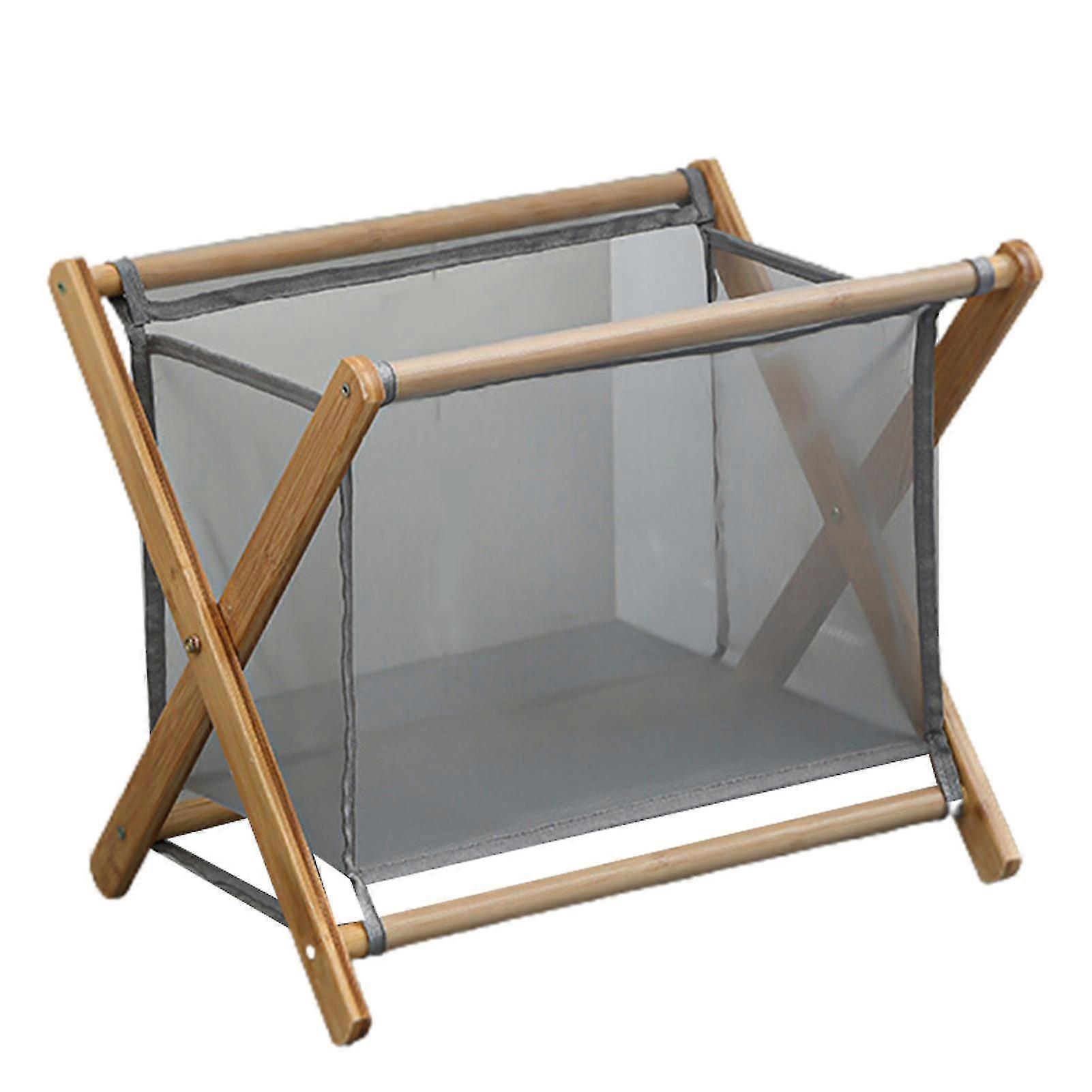 Household Dirty Clothes Basket Folding Solid Wood Frame Laundry Basket