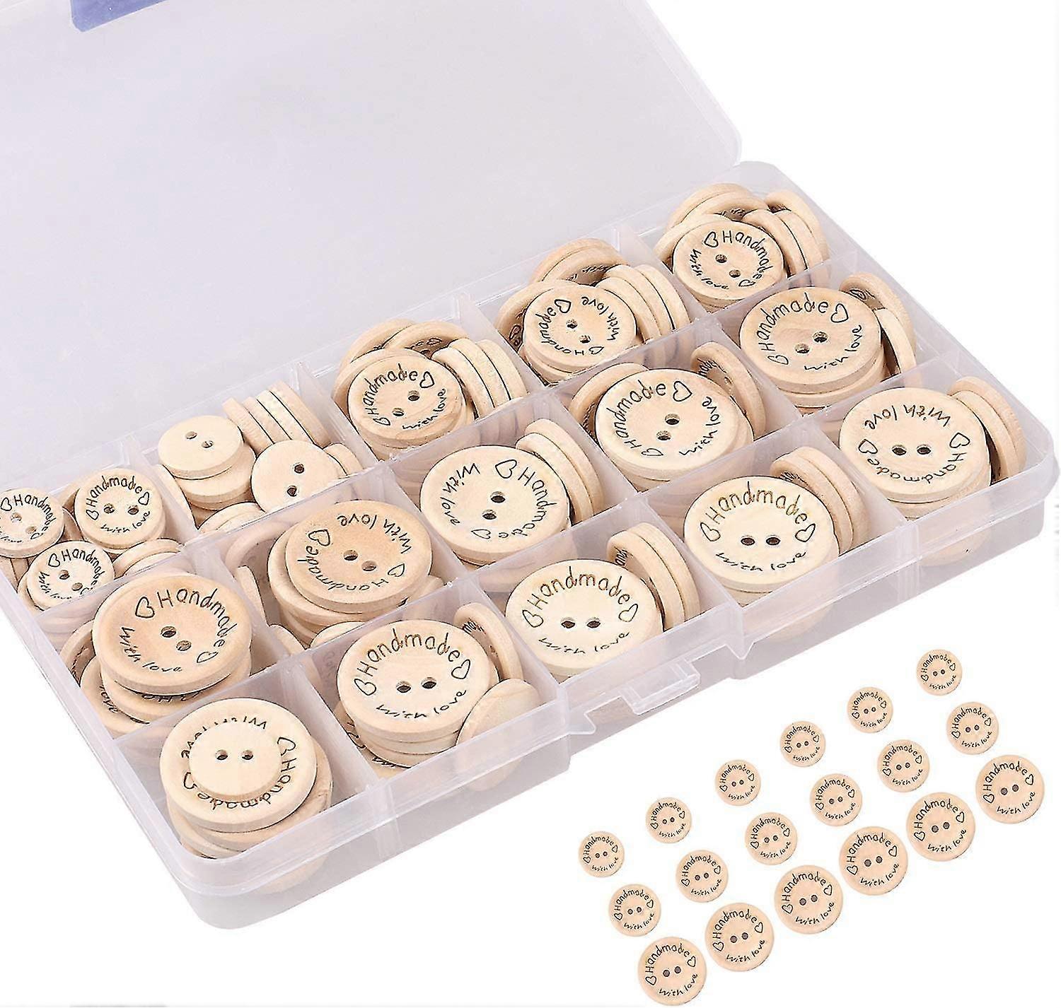 Wooden Buttons, Handmade Buttons, 2-hole Natural Wooden Buttons, Buttons For Sewing And Making Decorative Objects (15/20 Mm) (150pcs)