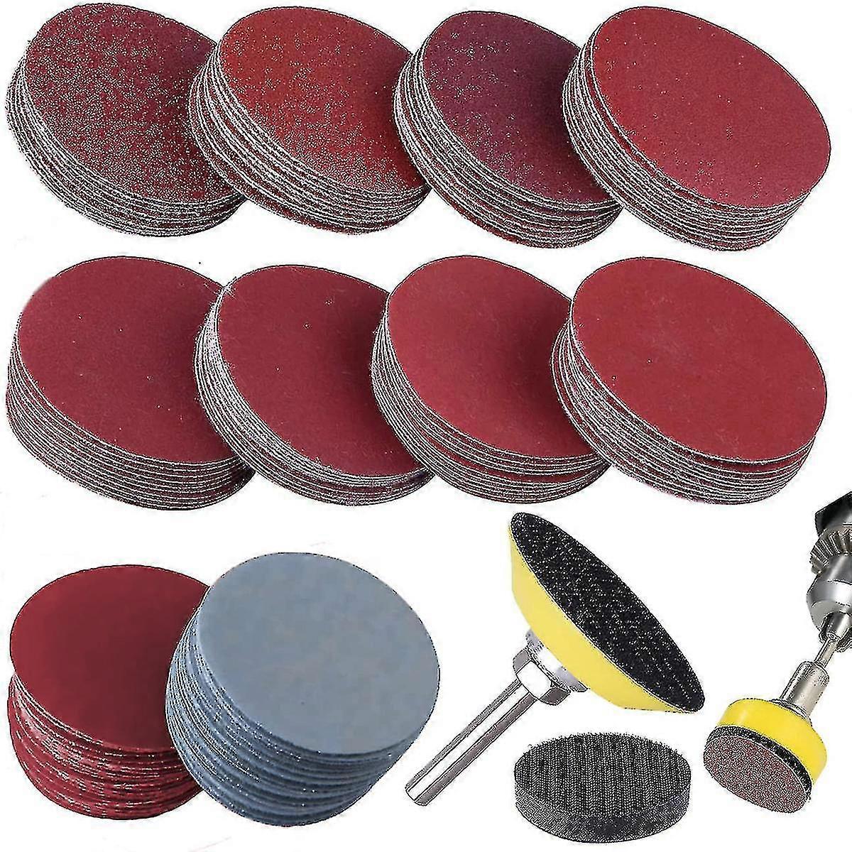 Sanding Discs Pad Kit, Pack Of 100 Sanding Paper With Sponge Pads