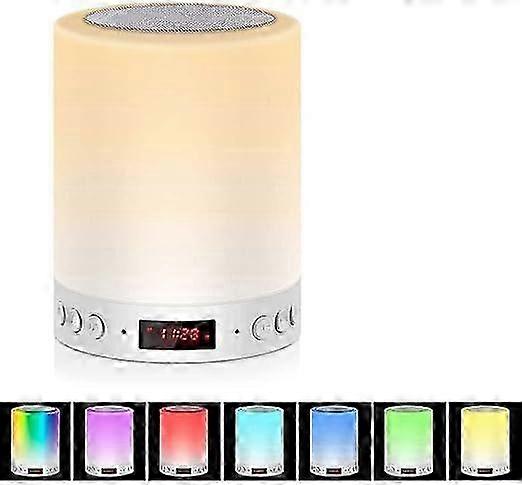 Bluetooth Speaker Dimmable Bedside Lamp Touch Control RGB 6 Color Changing Night Light Alarm Clock Table Lamps for Bedroom
