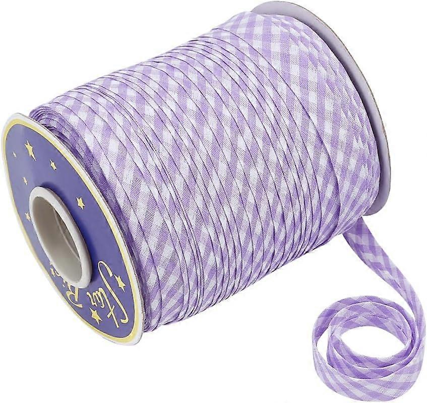100 Yards Double Fold Bias Tape 0.6 Inch Gingham Bias Binding Tape Polyester Pre-fold Bulk Bias Tape for Sewing Seaming Hemming Piping Quilting Blue V