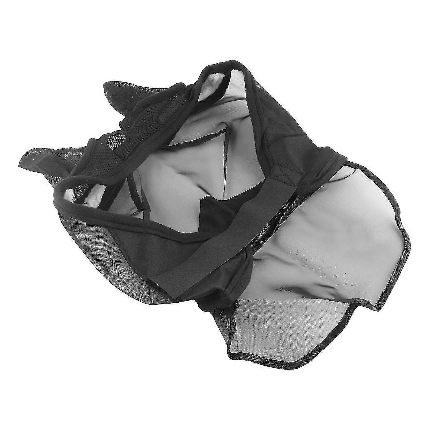 Horse Fly Mask Breathable and Comfort Soft Mesh Long Nose Fly Mask with Ears for HorseL