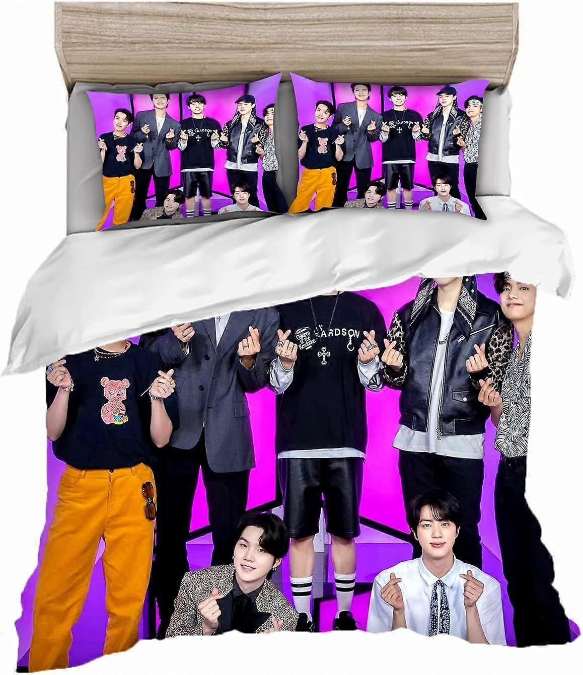 BTS Bangtan Boys Bedding Set D with Pillowcases Microfiber Suitable for Boys and Girls Multicolor