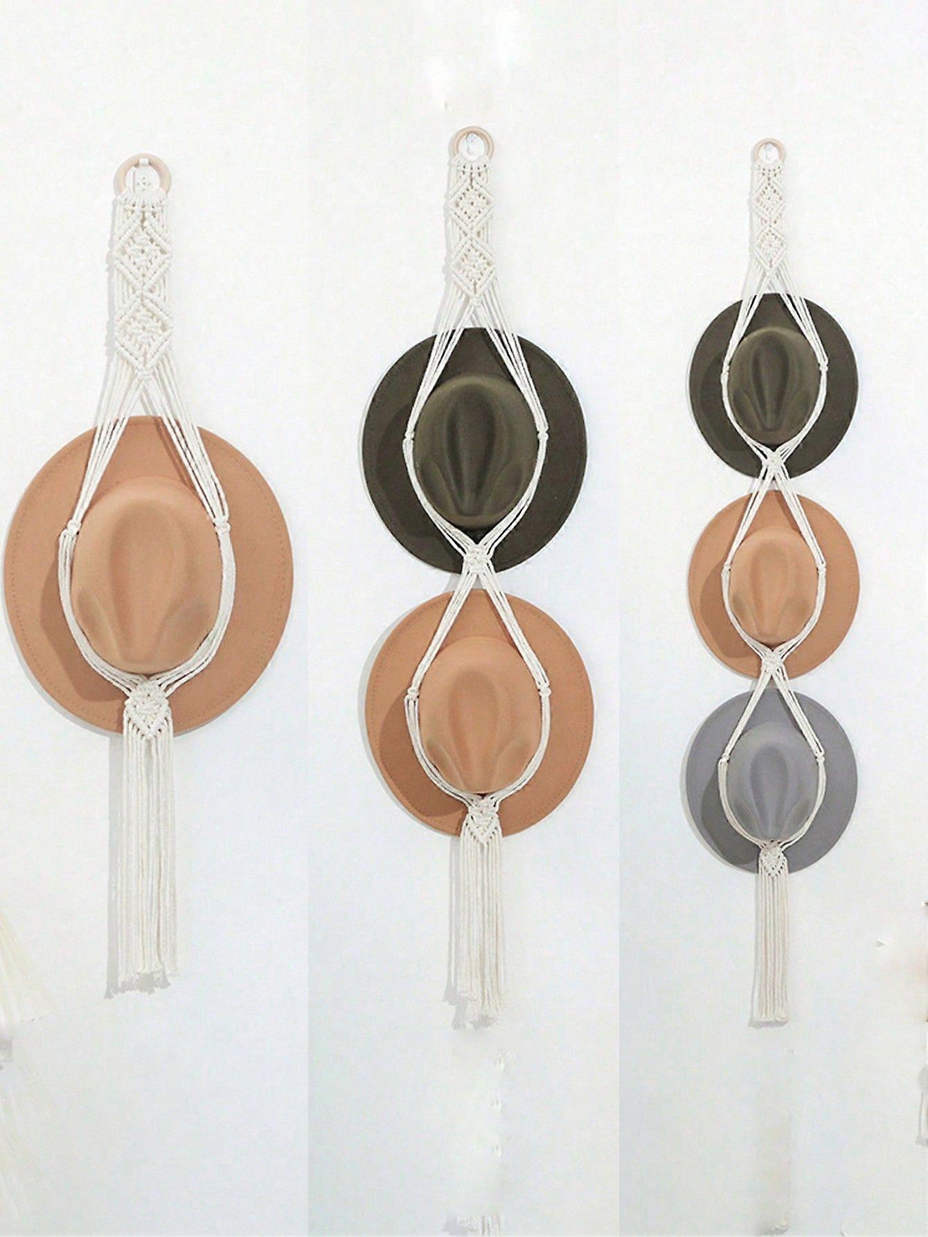 1db cseh kötélfonott kalaprendező többrétegű fali tároló klip függő kalap bojt dekoráció