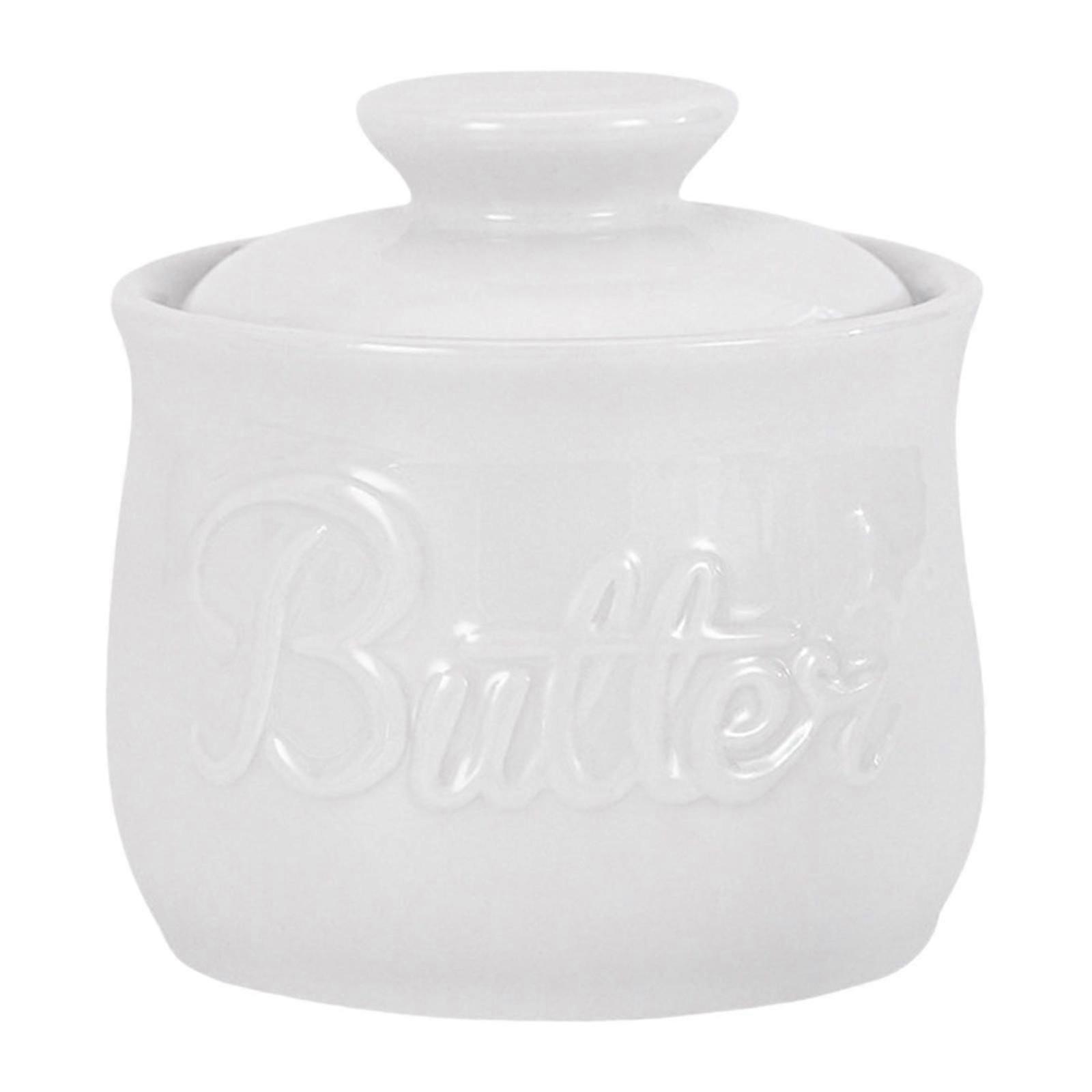 Butter Crock with Lid Large Capacity Butter Keeper for Household Cafe Dining White