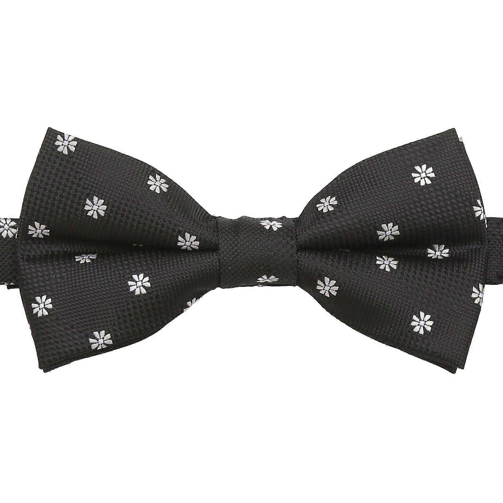 Black Floral Daisy Pre-Tied Bow Tie