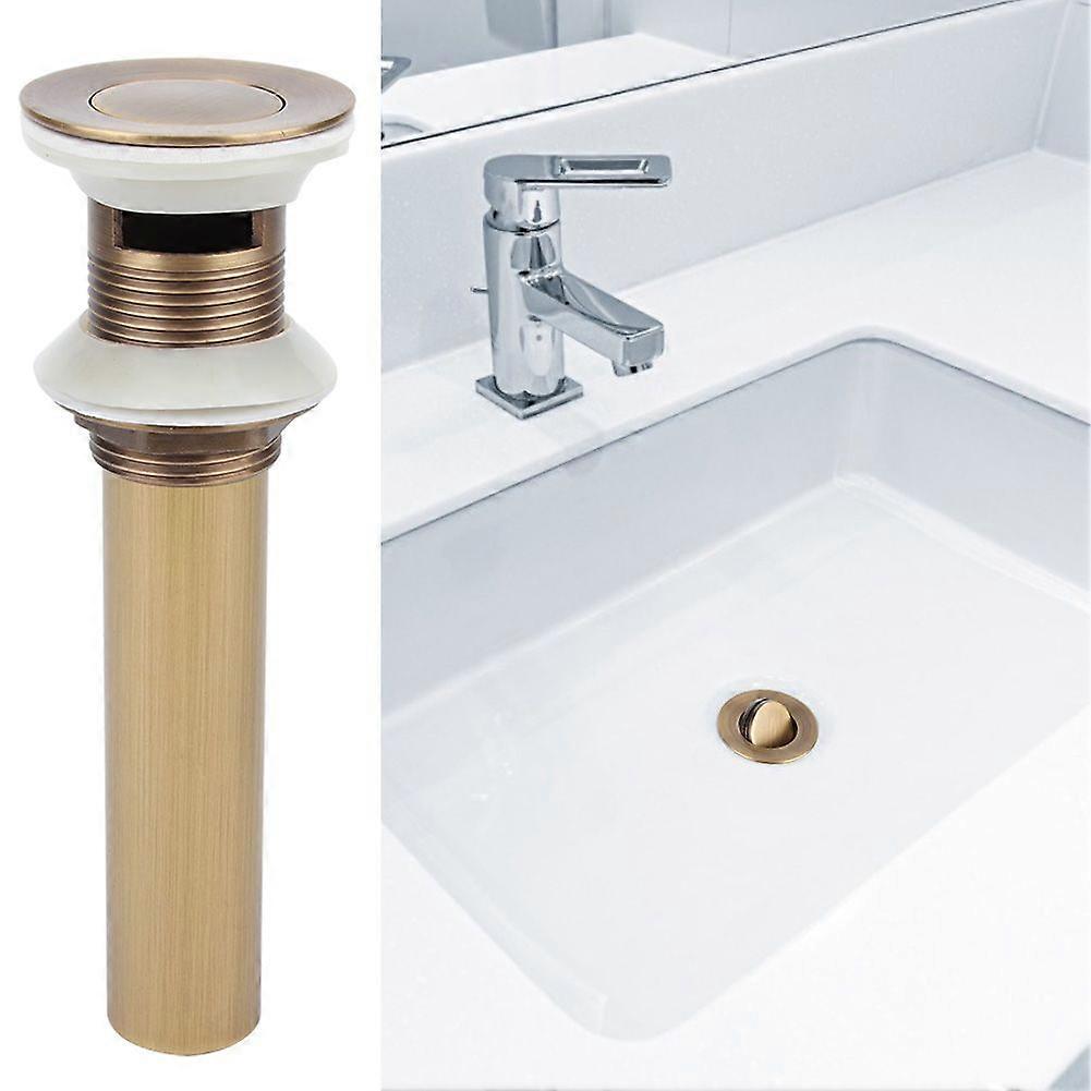 Flap Type Retro Style Brass Basin Drain with Overflow Bathroom Drain Stopper