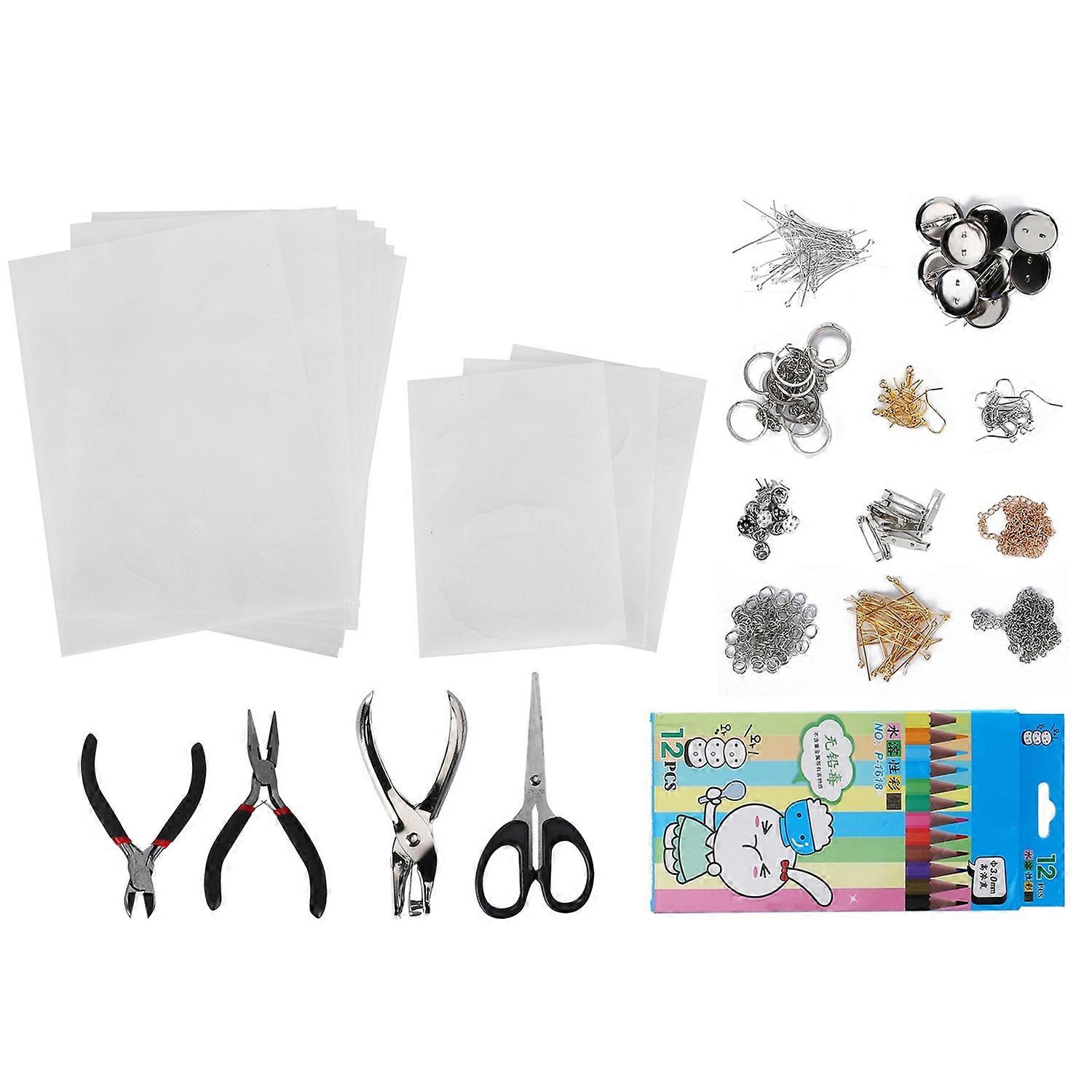 Heat Shrink Sheets DIY Jewelry Making Heating Paper with Color Pencil Unfinished Hand Craft Tool