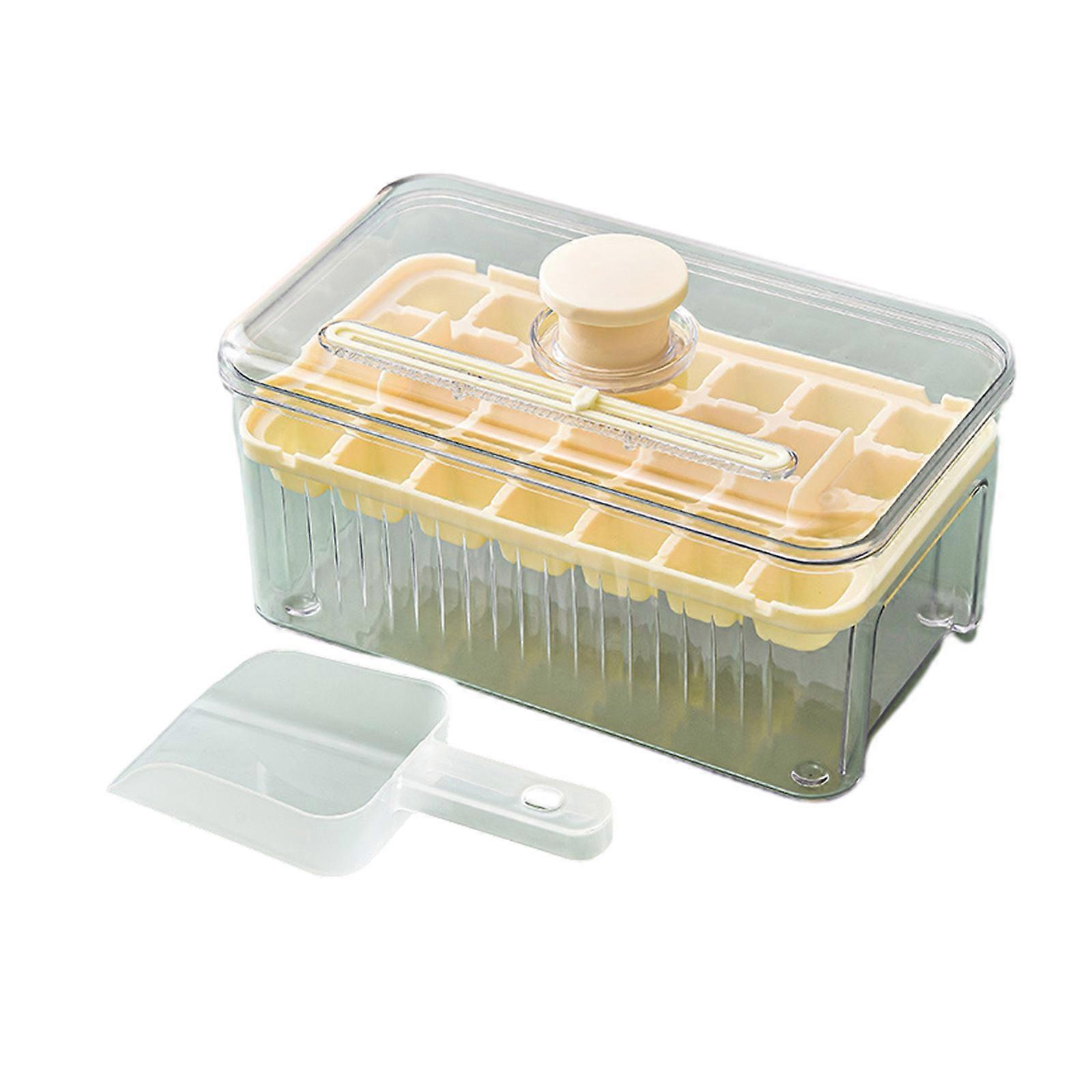 Household Ice Cube Mold Large-capacity Press-out Ice Lattices Ice Storage Box Single/Double Layer Ice Cube Mold Reusable  milky