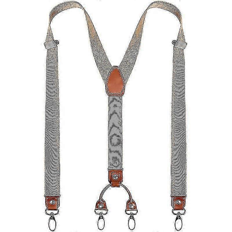 Adjustable Elastic Mens Y-shaped Heavy Duty Suspenders with Metal Clips