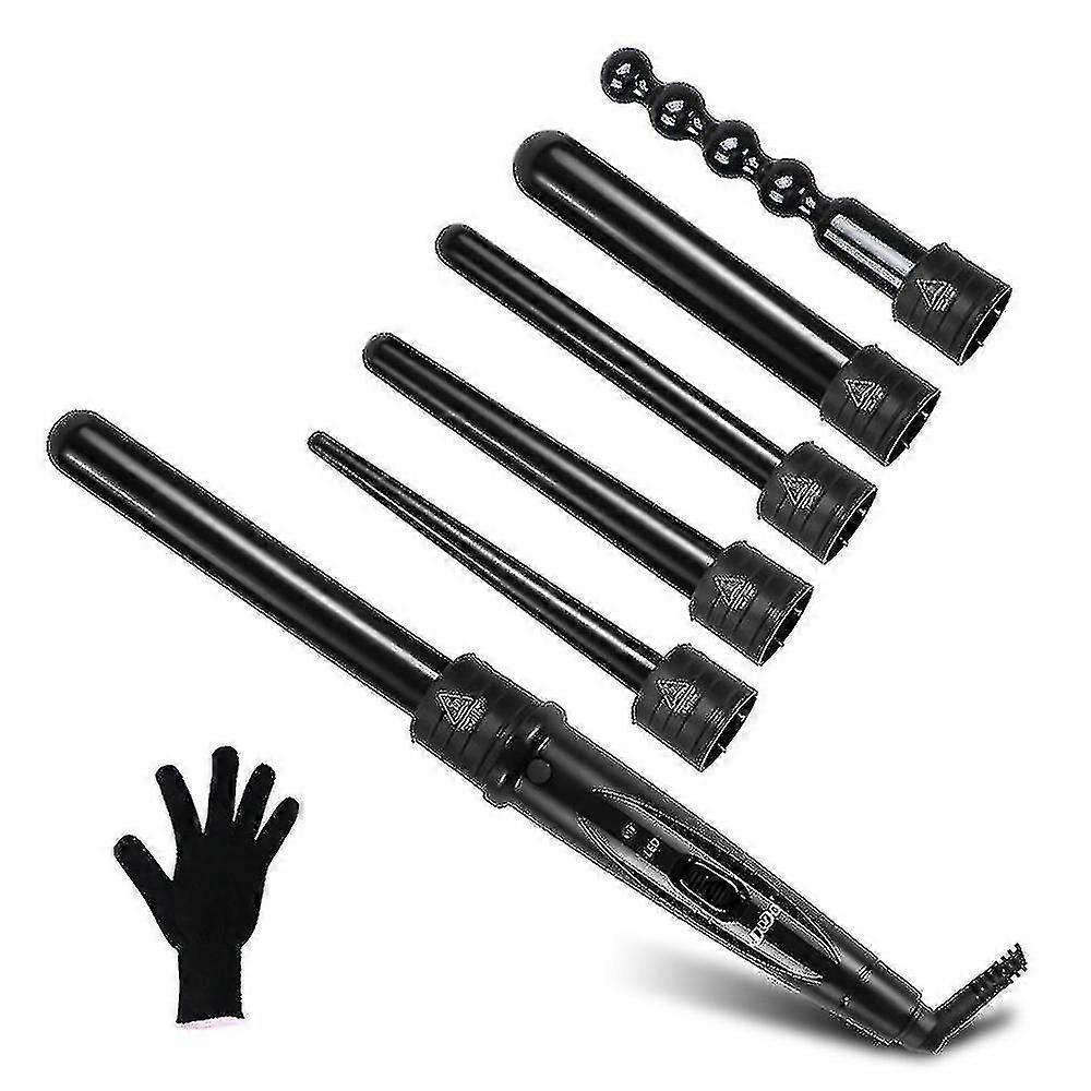 Eu/us/uk Curling Irons 6 In 1 Ceramic Coating Hair Curler Set With 6 Interchangeable Irons Multifunctional Compatible With Curling Hair, Curling Iron