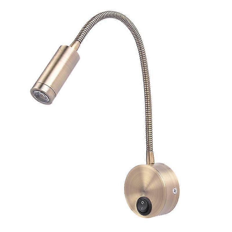 Reading Light, LED Bed Reading Light with Socket, 3W Warm White Reading Light with Switch, Bronze