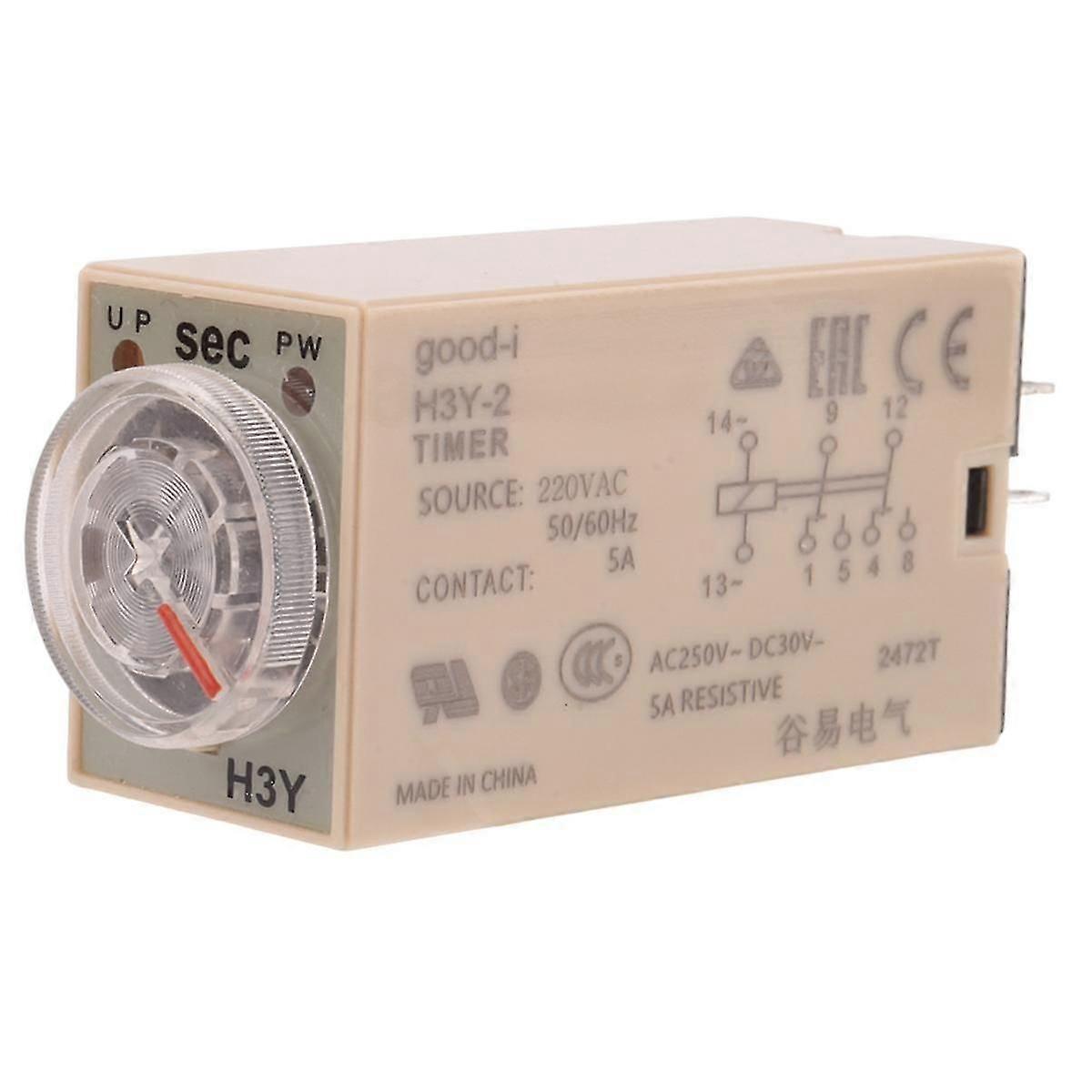10S Delay Timer Time Relay H3Y-2 AC 220V 8 PIN Adjusting Knob Control Timing Relay for Household El