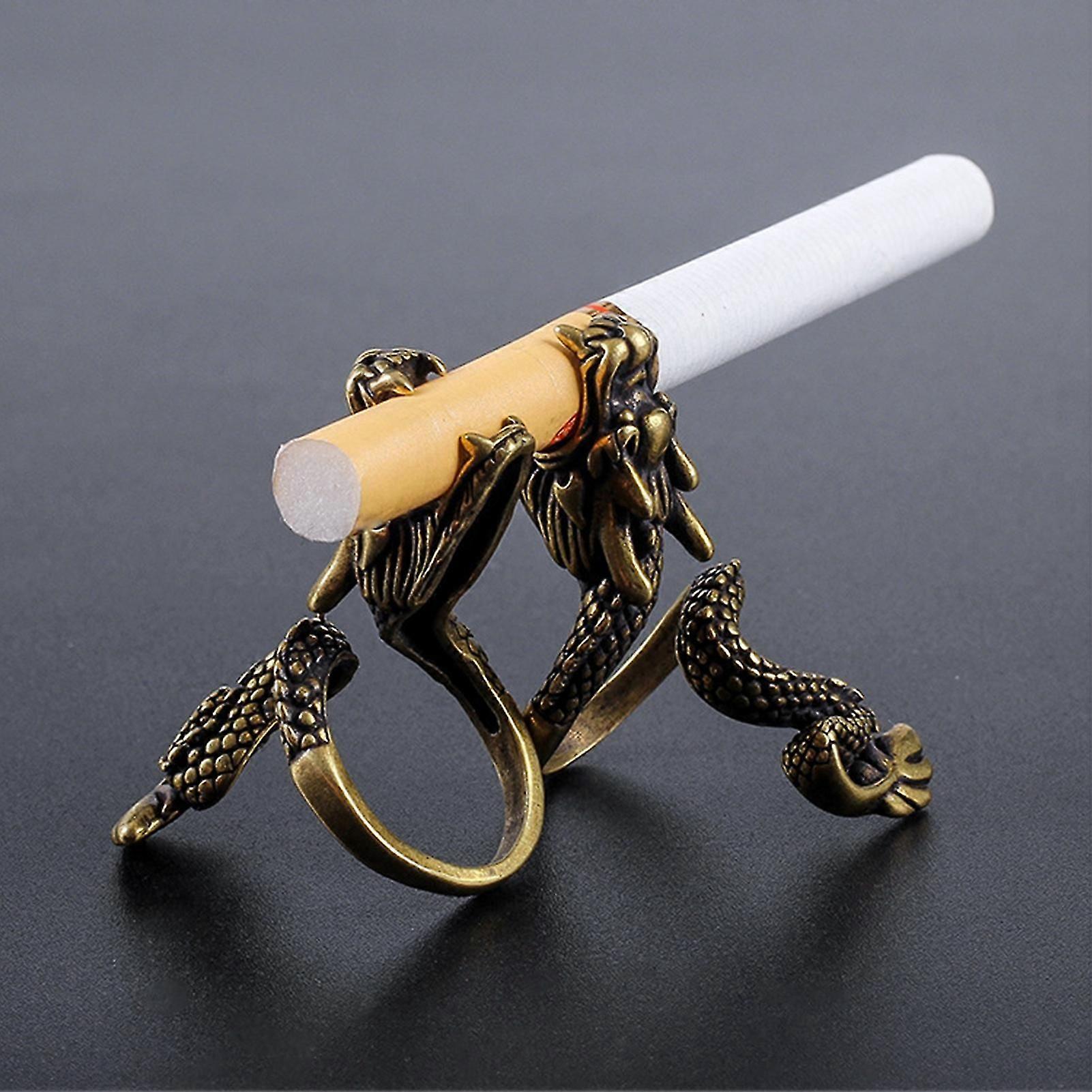 Cigarette Ring Universal Adjustable Copper Retro Dragon Cigarette Holder for Playing Games KAESI
