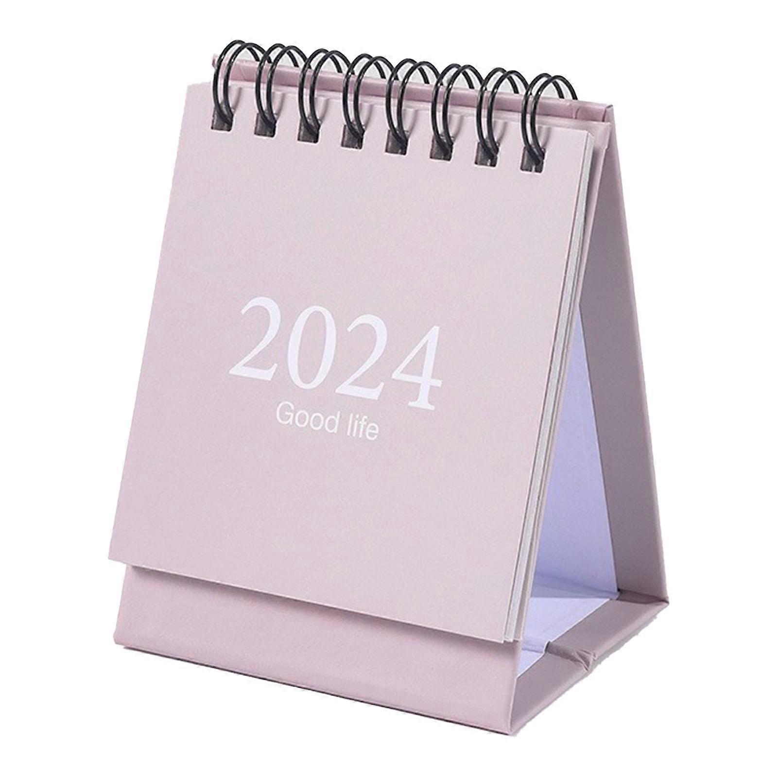 2024 Mini Calendar Double Wire Coil Calendar Desktop Daily Planner for Home and Office Planning 105x75mm