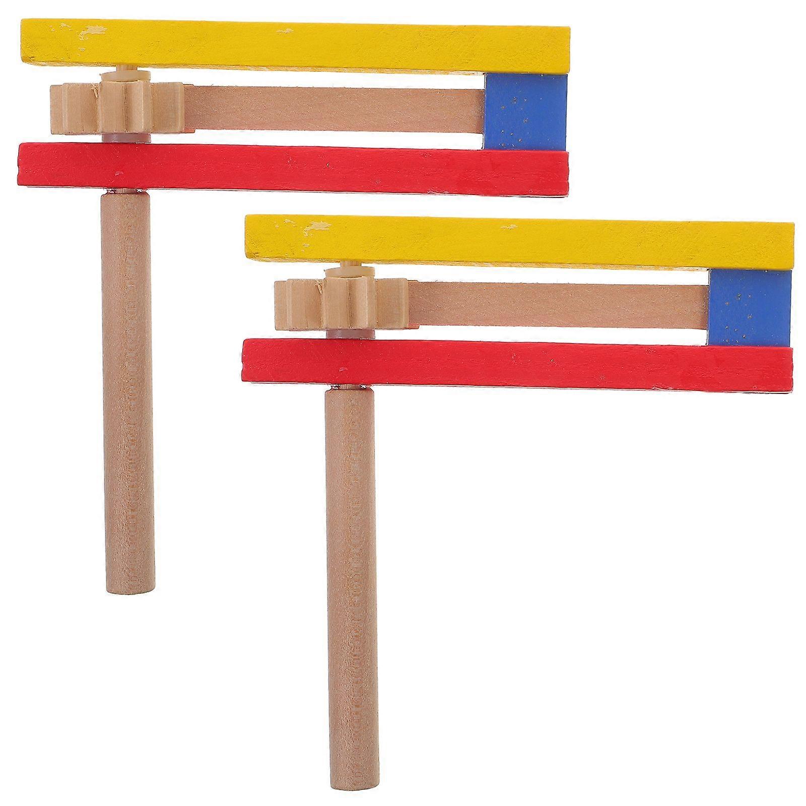 2Pcs Percussion Instrument Wooden Castanet Long Handle Educational Castanet Clapper for Children