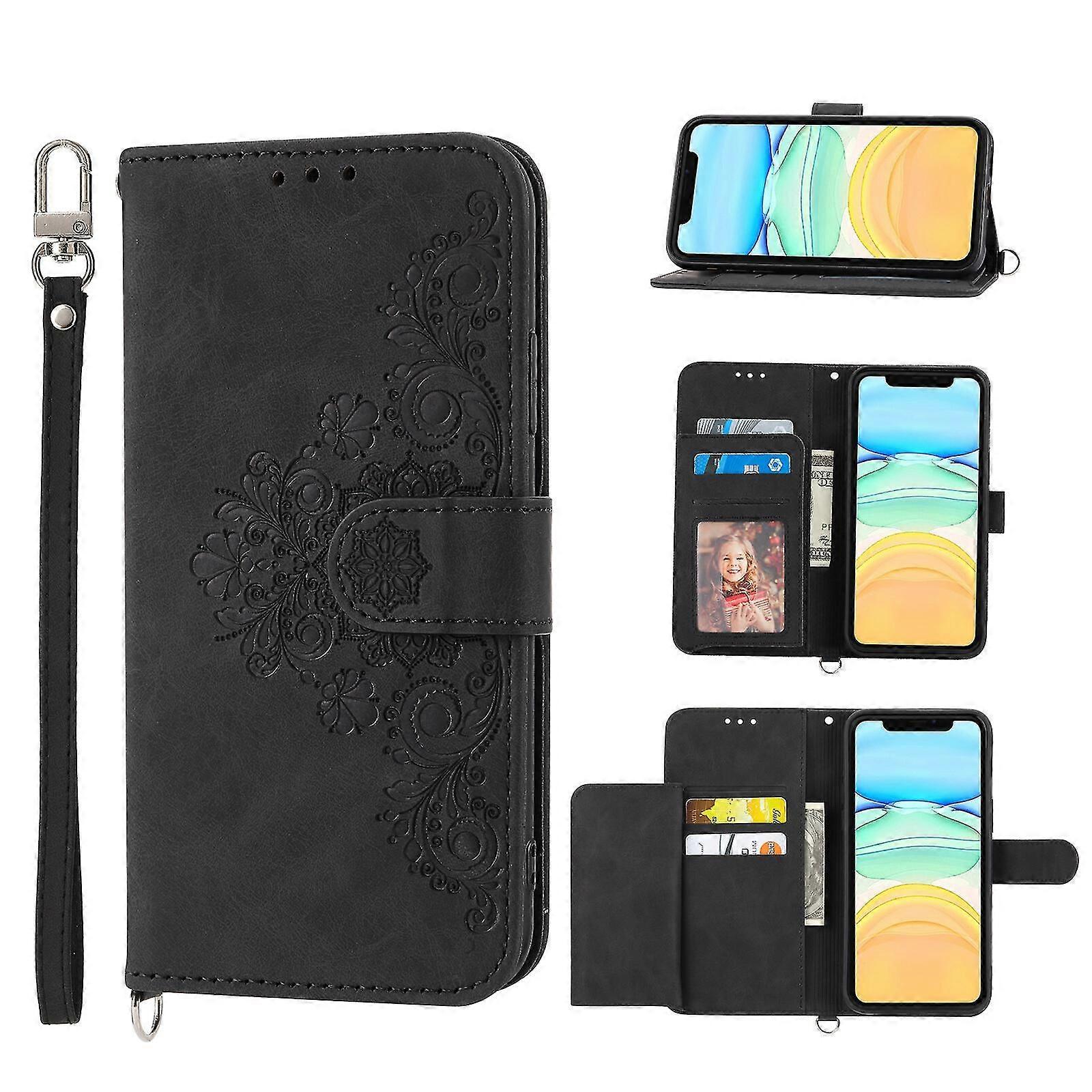For iPhone 12 Mini Case, Leather Wallet Flip Case With Strap